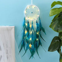 Load image into Gallery viewer, Dream Catcher Wall Decor with White Feathers Indian Style Dream-catcher Moon Handmade Wind Chimes Wall Ornament Girls Room Decoration Feather Dream Catcher For Kids Women Wedding Bohemian Wall Decor

