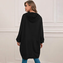 Load image into Gallery viewer, Drop Shoulder Dip Hem Thermal Longline Hoodie
