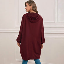 Load image into Gallery viewer, Drop Shoulder Dip Hem Thermal Longline Hoodie
