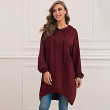 Load image into Gallery viewer, Drop Shoulder Dip Hem Thermal Longline Hoodie
