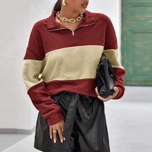 将图片加载到图库查看器，Drop Shoulder Two Tone Textured Half Placket Pullover
