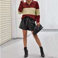 将图片加载到图库查看器，Drop Shoulder Two Tone Textured Half Placket Pullover
