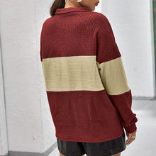 将图片加载到图库查看器，Drop Shoulder Two Tone Textured Half Placket Pullover
