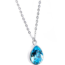 Load image into Gallery viewer, Silver Plated Aqua Raindrop Necklace Created with Crystals
