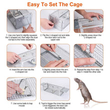 将图片加载到图库查看器，Dual Door Rat Trap Cage Humane with 2 Detachable U Shape Rod
