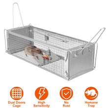 将图片加载到图库查看器，Dual Door Rat Trap Cage Humane with 2 Detachable U Shape Rod
