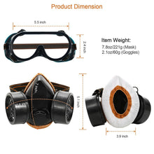 Load image into Gallery viewer, Dual Filter Cartridge Respirator Mask with Goggles
