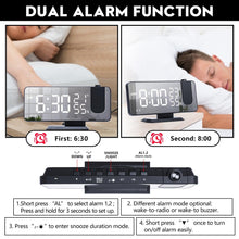 Load image into Gallery viewer, Dual Loud Smart Alarm Clock Projection for Bedroom Radio Digital Alarm Clock Projection Digital Alarm Clock for Bedrooms Radio Alarm Clock with Projection on Ceiling Dual Alarms with USB Charger Large Mirror LED Display
