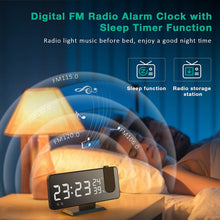 Load image into Gallery viewer, Dual Loud Smart Alarm Clock Projection for Bedroom Radio Digital Alarm Clock Projection Digital Alarm Clock for Bedrooms Radio Alarm Clock with Projection on Ceiling Dual Alarms with USB Charger Large Mirror LED Display
