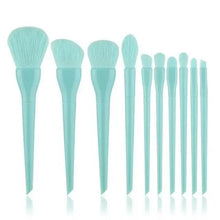 Load image into Gallery viewer, Durable 10pcs Natural Hair Colorful Makeup Brushes Professional Foundation Powder Blush Eyeshadow Eyebrow Blending Brush Set
