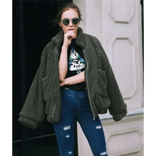 将图片加载到图库查看器，Durable Autumn Winter Faux Fur Coat For Women Casual Warm Soft Zipper Fur Jacket Plush Overcoat Pocket Plus Size Teddy Coat For Female
