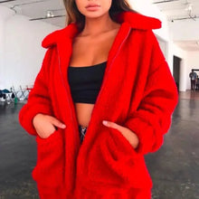 将图片加载到图库查看器，Durable Autumn Winter Faux Fur Coat For Women Casual Warm Soft Zipper Fur Jacket Plush Overcoat Pocket Plus Size Teddy Coat For Female
