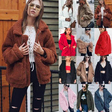 将图片加载到图库查看器，Durable Autumn Winter Faux Fur Coat For Women Casual Warm Soft Zipper Fur Jacket Plush Overcoat Pocket Plus Size Teddy Coat For Female
