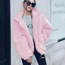 将图片加载到图库查看器，Durable Autumn Winter Faux Fur Coat For Women Casual Warm Soft Zipper Fur Jacket Plush Overcoat Pocket Plus Size Teddy Coat For Female
