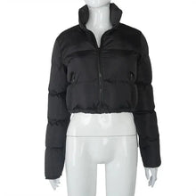 Load image into Gallery viewer, Durable Faux PU Leather Bubble Puffer Winter Warm Jacket Women Coats Long Sleeve Outerwear Zipper Casual Slim jacket
