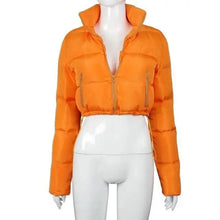 Load image into Gallery viewer, Durable Faux PU Leather Bubble Puffer Winter Warm Jacket Women Coats Long Sleeve Outerwear Zipper Casual Slim jacket
