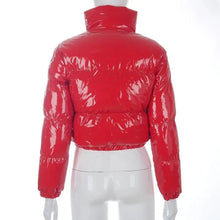 Load image into Gallery viewer, Durable Faux PU Leather Bubble Puffer Winter Warm Jacket Women Coats Long Sleeve Outerwear Zipper Casual Slim jacket
