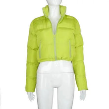 Load image into Gallery viewer, Durable Faux PU Leather Bubble Puffer Winter Warm Jacket Women Coats Long Sleeve Outerwear Zipper Casual Slim jacket
