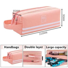 Load image into Gallery viewer, Durable Simple Large Capacity School Stationery Double Layer Case  Students Unique Design High Quality Office Handbag Pencil Case
