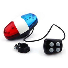 将图片加载到图库查看器，Durable Waterproof Multifunction Cycle Lamp 4 Loud Siren Sound Trumpet Police 6 LED Light Electronic Siren Bike Bell Battery Bike Bicycle Police Strobe Blue Red Bicycle Safety Light Loud Siren Sound Cycling Horn Bells
