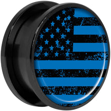 Load image into Gallery viewer, Blue American Flag Black Anodized Screw Fit Plug Set 20mm
