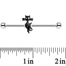 Load image into Gallery viewer, 14G Stainless Steel Lucky Black Cat Industrial Barbell 38mm
