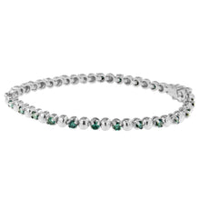 Load image into Gallery viewer, 14K White Gold Round-Cut Blue Diamonds Bracelet (3.00 cttw, Blue Color, Clarity)
