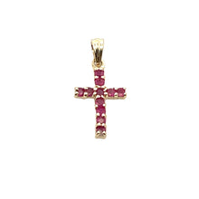将图片加载到图库查看器，.21ct Ruby Cross Religious Pendant 10KT Yellow Gold
