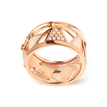 将图片加载到图库查看器，14K Rose Gold 1/3 Cttw Diamond and Pink Tourmaline Cigar Band Ring with White Enamel (G-H Color, SI1-SI2 Clarity)
