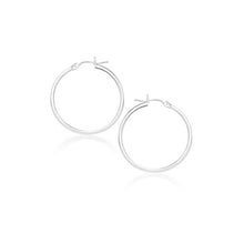 将图片加载到图库查看器，14k White Gold Polished Hoop Earrings (20 mm)
