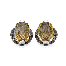 Load image into Gallery viewer, 3.14 Carat Genuine Citrine &amp; Black Diamond .925 Sterling Silver Earrings

