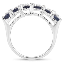将图片加载到图库查看器，3.66 Carat Genuine Blue Sapphire and White Topaz .925 Sterling Silver Ring
