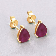 将图片加载到图库查看器，1.60 Carat Genuine Ruby 10K Yellow Gold Earrings
