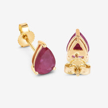 将图片加载到图库查看器，1.60 Carat Genuine Ruby 10K Yellow Gold Earrings
