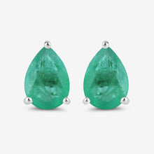 Load image into Gallery viewer, 1.30 Carat Genuine Zambian Emerald 10K White Gold Earrings
