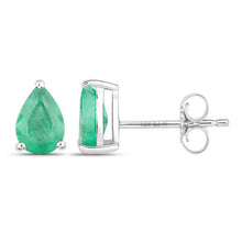 Load image into Gallery viewer, 1.30 Carat Genuine Zambian Emerald 10K White Gold Earrings

