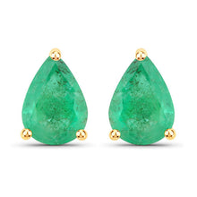 Load image into Gallery viewer, 1.30 Carat Genuine Zambian Emerald 14K Yellow Gold Earrings
