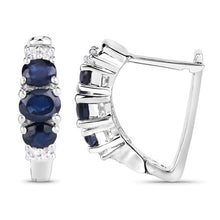 Load image into Gallery viewer, 1.66 Carat Genuine Blue Sapphire and White Topaz .925 Sterling Silver Earrings
