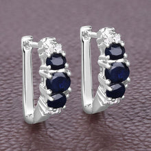 Load image into Gallery viewer, 1.66 Carat Genuine Blue Sapphire and White Topaz .925 Sterling Silver Earrings
