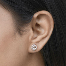 Load image into Gallery viewer, 1.61 Carat Genuine Morganite and White Diamond 14K Rose Gold Earrings
