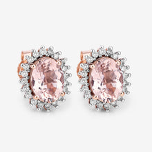 Load image into Gallery viewer, 1.61 Carat Genuine Morganite and White Diamond 14K Rose Gold Earrings
