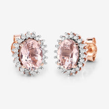 Load image into Gallery viewer, 1.61 Carat Genuine Morganite and White Diamond 14K Rose Gold Earrings
