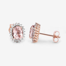 Load image into Gallery viewer, 1.61 Carat Genuine Morganite and White Diamond 14K Rose Gold Earrings
