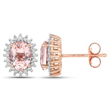 Load image into Gallery viewer, 1.61 Carat Genuine Morganite and White Diamond 14K Rose Gold Earrings
