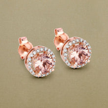 将图片加载到图库查看器，0.93 Carat Genuine Morganite and White Diamond 14K Rose Gold Earrings
