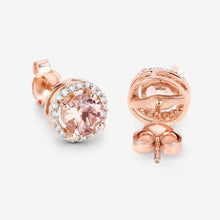 将图片加载到图库查看器，0.93 Carat Genuine Morganite and White Diamond 14K Rose Gold Earrings
