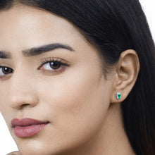 将图片加载到图库查看器，0.91 Carat Genuine Zambian Emerald and White Diamond 14K White Gold Earrings
