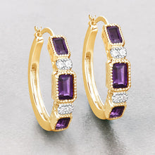 将图片加载到图库查看器，2.18 Carat Genuine Amethyst and White Topaz .925 Sterling Silver Earrings
