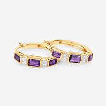 将图片加载到图库查看器，2.18 Carat Genuine Amethyst and White Topaz .925 Sterling Silver Earrings
