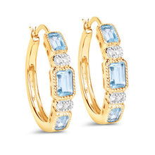 将图片加载到图库查看器，2.66 Carat Genuine Blue Topaz and White Topaz .925 Sterling Silver Earrings
